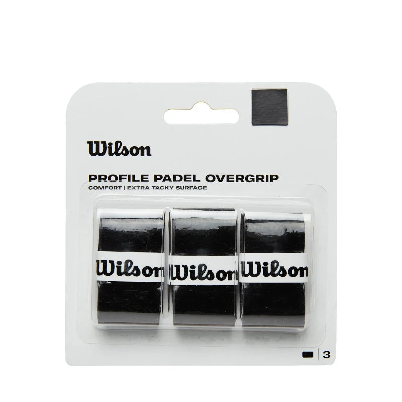 Pack de 3 Overgrips Wilson Profile para Padel, Conforto Preto