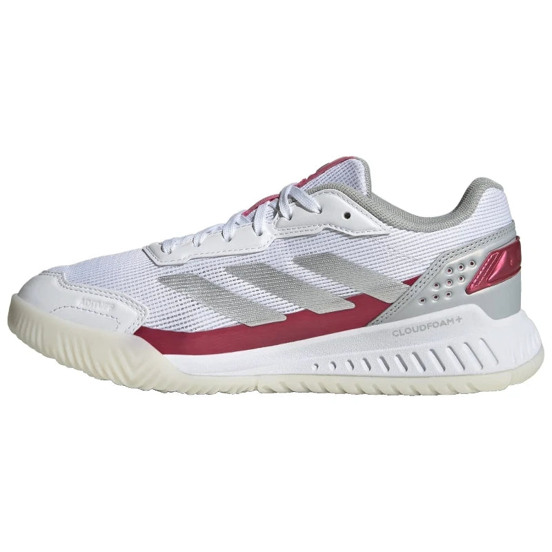 Sapatilhas Adidas Courtquick Padel Mulher Branco/Prata Metálico/Rosa Lúcido