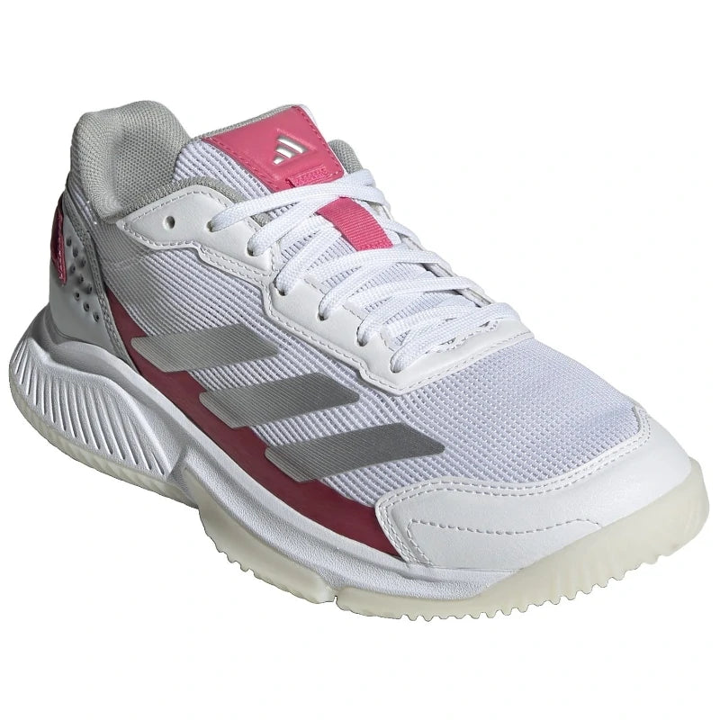 Sapatilhas Adidas Courtquick Padel Mulher Branco/Prata Metálico/Rosa Lúcido